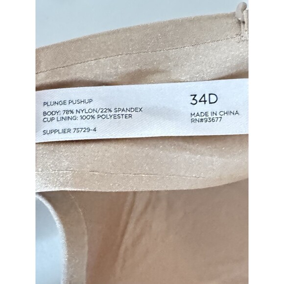 Ambrielle Bra 34D Beige Push Up Plunge Underwire Adjustable Straps NWT RN93677 - Picture 7 of 9